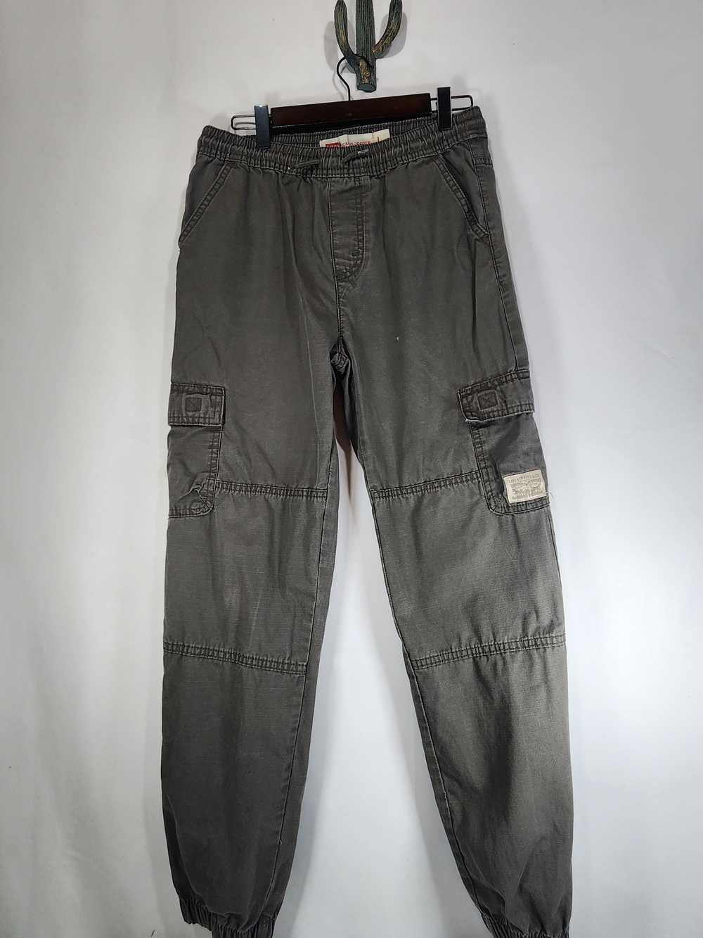 Levi’s Cargo Jogger Pants Gray Knit Denim Drawstring Elastic Waist Size L